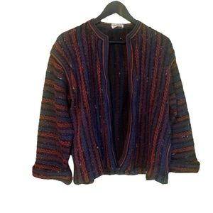 Vintage 70’s Jaeger London textured wool boucle cardigan jacket with piping